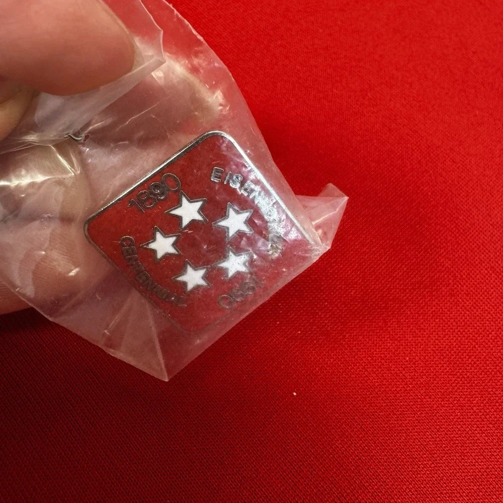 Vintage Eisenhower Centennial 1890 - 1990‎ Centennial Red Enamel Lapel Hat Pin